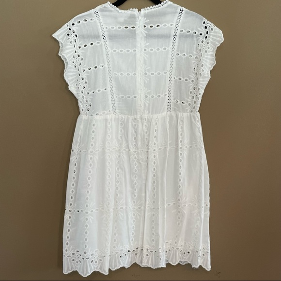 - Loveriche White Eyelet Lined Mini Dress - Picture 9 of 10